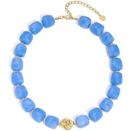 Colorful Chunky Necklaces for Women Multicolored Large Square Acrylic Beads Necklace Trendy Bold Statement Beaded Necklace Summer Vacation Choker Jewelry