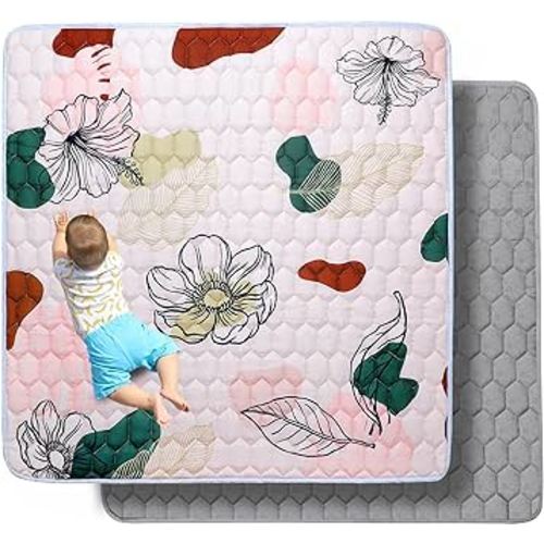 Premium Foam Baby Play Mat 50" X 50", Thick One-Piece Crawling Mat, Odorless Baby Mat Floor Mat, Non-Slip Cushioned Baby Playmat for Infants,Babies,Toddlers. Machine Washable for Easy Care