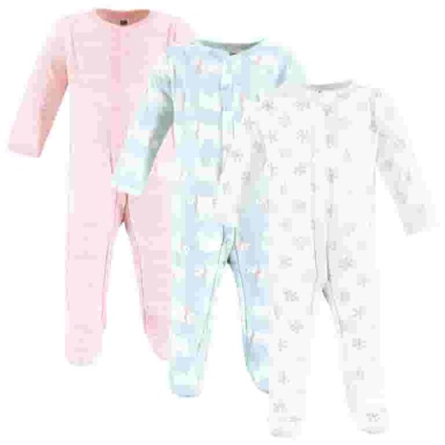 Hudson Baby Long Sleeve Sleep and Play, 3-Pack, Newborn-9 Months