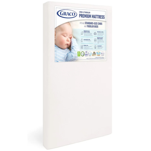 Graco Premium Crib & Toddler Mattress – GREENGUARD Gold Certified & CertiPUR-US Certified, Fits All Standard Crib & Toddler Beds, Waterproof Sleep Surface, Machine-Washable Outer Cover for Easy Care