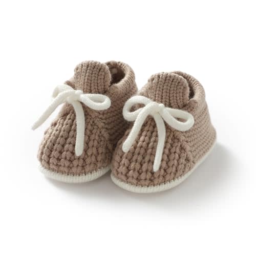 LAWKUL Baby Booties Knit Newborn Shoes Cozy First Walkers Infant Toddler Boots for Boy Girls 0-3 Months