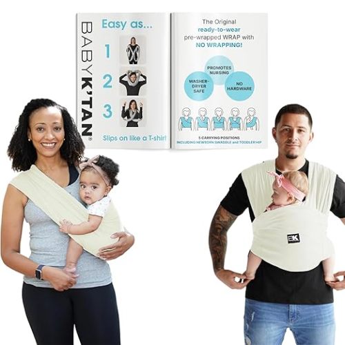 Organic Baby K'tan Baby Carrier 100% GOTS Certified Cotton: #1 Easy Pre-Wrapped 5 in 1 Baby Sling | Ready to Wear | Pillowy Soft Hands Free Infant Wrap | Newborn to Toddler up to 35lb (See Size Chart)