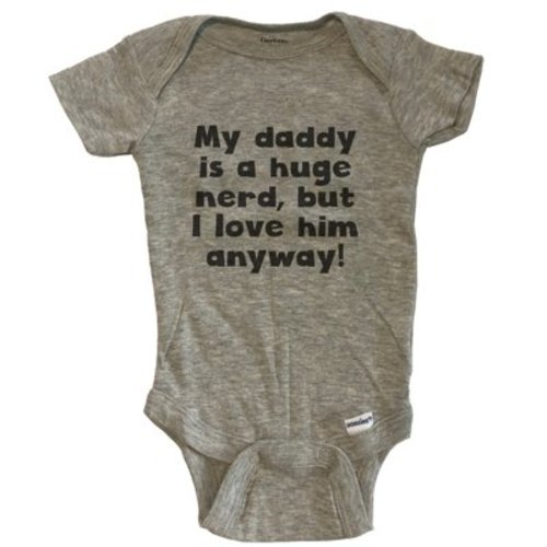 My Daddy Is A Huge Nerd Funny Baby Bodysuit - Grey