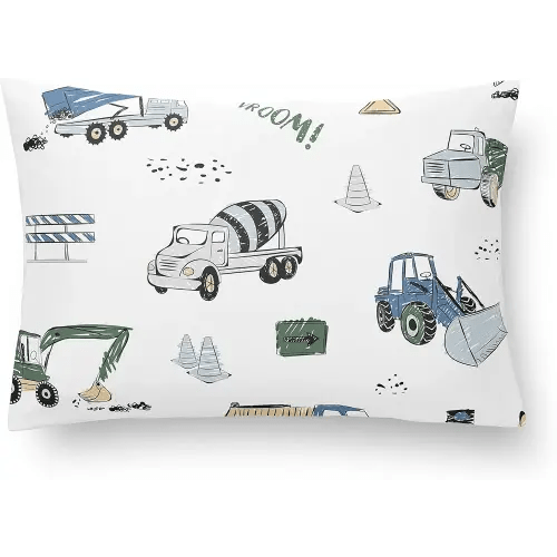 Sweet Jojo Designs Construction Truck Boy Mini Pillow with Pillowcase Toddler Neck Airplane Travel Essentials Small 12 x 8 in. Must Haves for Tiny Sleeping Pets Kids Bed Transportation Zone Vehicles