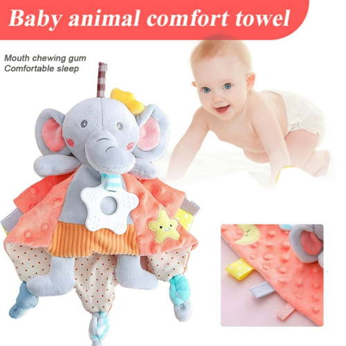 AAOMASSR Baby Security Blanket, Soft Stuffed Animal Elephant Plush Security Blanket Soothing Toy for Baby Toddles Kids, Elephant,12*12''