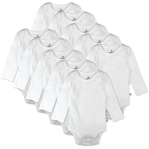HonestBaby 10-Pack Long Sleeve Bodysuits One-piece 100% Organic Cotton for Infant Baby Boys, Girls, Unisex
