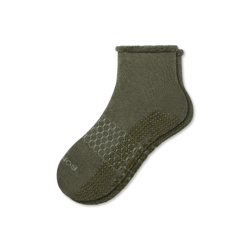 Women's Wool Blend Gripper House Socks | Soft Olive | Small