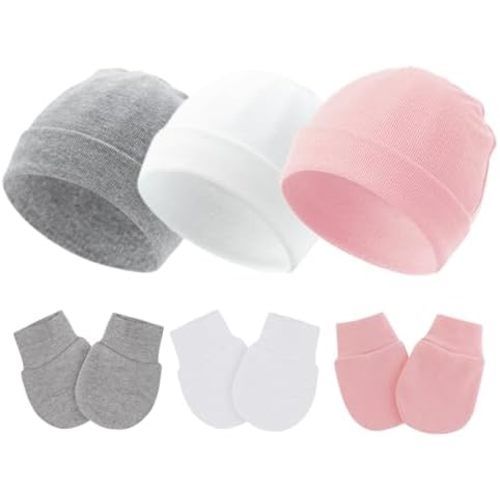 Baby Hats and Mittens Newborn Hats Gloves Infant Beanie Soft Cap Mitten Sets for 0-6 Months Boys Girls