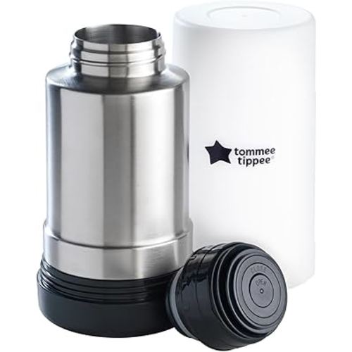 Tommee Tippee Closer to Nature Portable Travel Baby Bottle and Food Warmer, Ideal for Travel, Thermal Insulation, Stainless Steel Flask with Leak-Proof Lid