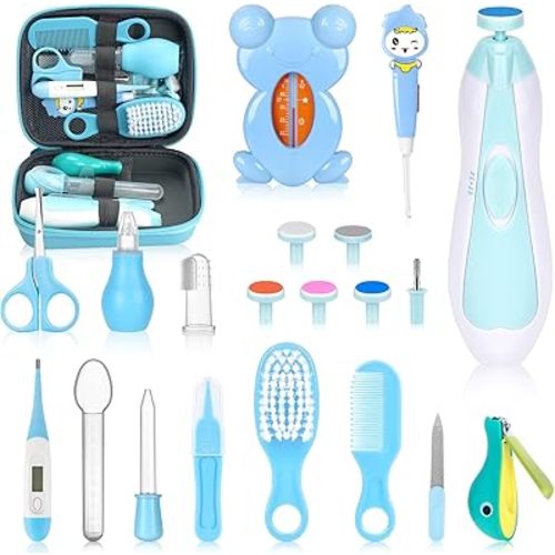 Baby Healthcare and Grooming Kit, Portable Baby Safety Care Set, Baby Essentials kit for Newborn (Blue 26 in 1)