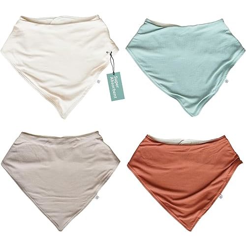 Caden Lane Bandana Bibs, Absorbent Baby Bib for Drooling, Feeding & Teething With Adjustable Double Snap Suitable for Newborns to Toddlers, Gender Neutral Gift for Baby Shower, 4 Pack, Sunset Neutrals