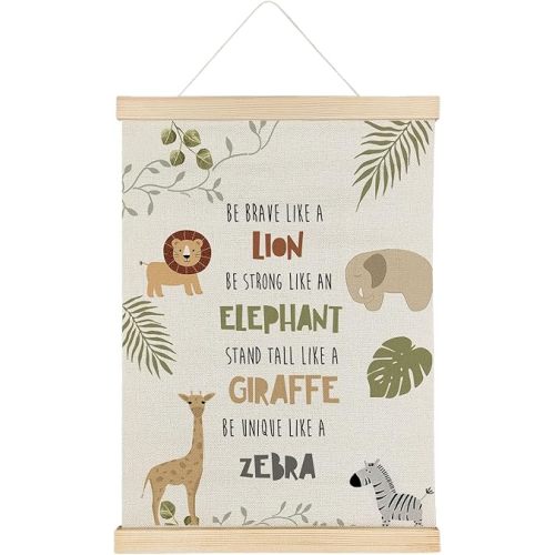 Qvapt Woodland Nursery Wall Decor,Woodland Animal Nursery Classroom Wall Decor,Tropical Jungle Safari Animals, Motivational Posters with Hanger 12x16