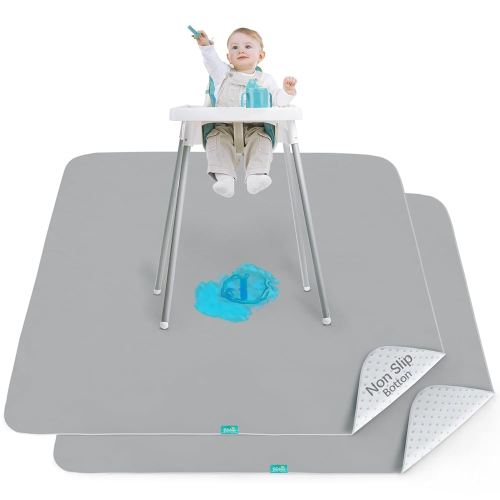 Splat Mat 2 Pack for Under High Chair & Arts & Crafts & Eating Mess, Waterproof 42''×46'' Baby Playtime Anti-Slip High Chair Mat for Floor or Table, Reusable & Portable Splash Mat