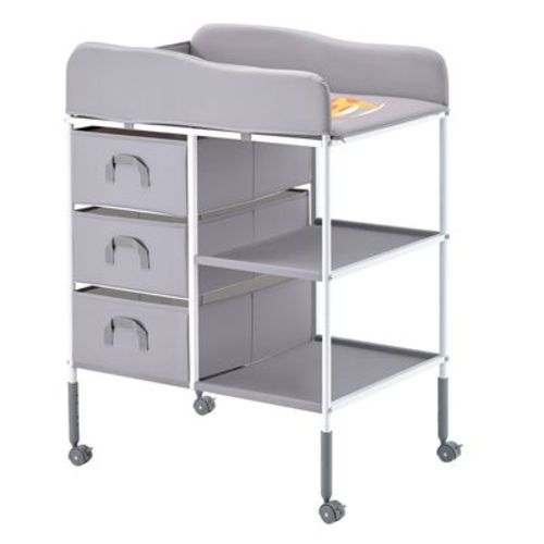 Baby Changing Table Portable Diaper Change Station with 3 Drawers Wheels Heavy Duty