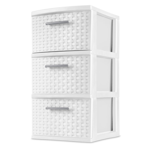 Sterilite 3 Drawer Weave Tower, White