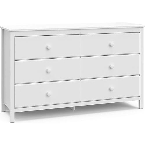 Storkcraft Alpine 6 Drawer Dresser (White) – GREENGUARD Gold Certified Dresser for Kids Bedroom