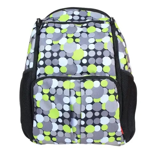 Damero Eco Lightweight Travel Diaper Backpack Changing Bag with Insulated Bottle Pocket and Changing Pad (Colorful Dots)