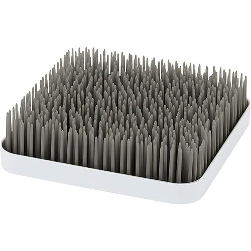 Boon Grass Plastic Drying Rack - Modern Countertop Baby Bottle Organizer - 9.75 x 9.88 x 3.0 inches - Gray