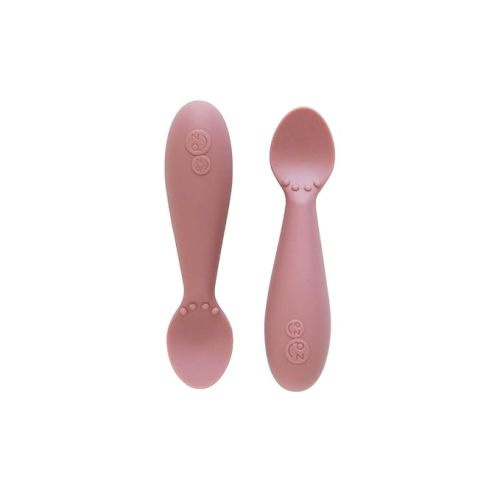 ezpz Tiny Spoon (2 Pack in Blush) - 100% Silicone Baby Spoon for Baby Led Weaning + Purees - 6 months + - Designed by a Pediatric Feeding Specialist - Baby Essentials & Baby Gifts