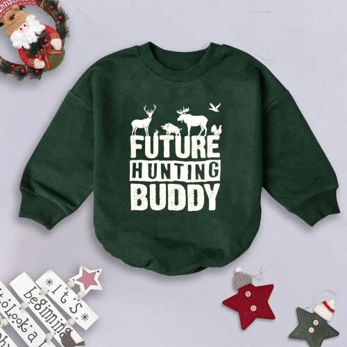 Future Hunting Buddy Romper Sweatshirt, Baby Hunting Outfit, Outdoor Baby Clothes, Hunting Toddler Shirt, Deer Romper, Baby Gift for Hunters