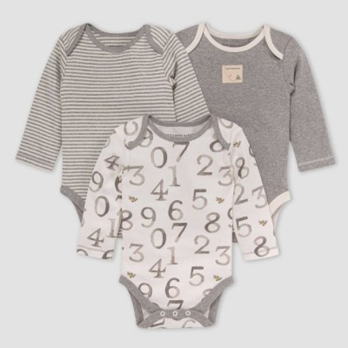 Burt's Bees Baby® Baby 3pk 'One Two Bee' Bodysuit - Gray
