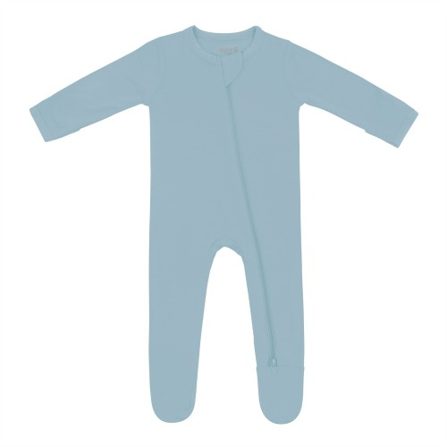 Kyte Zippered Footie in Dusty Blue: 0-3M