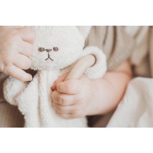 Sogg. E. Bear Organic Teething Toy, Organic Cotton, Heirloom Baby Toy, Teether, Wooden Teether