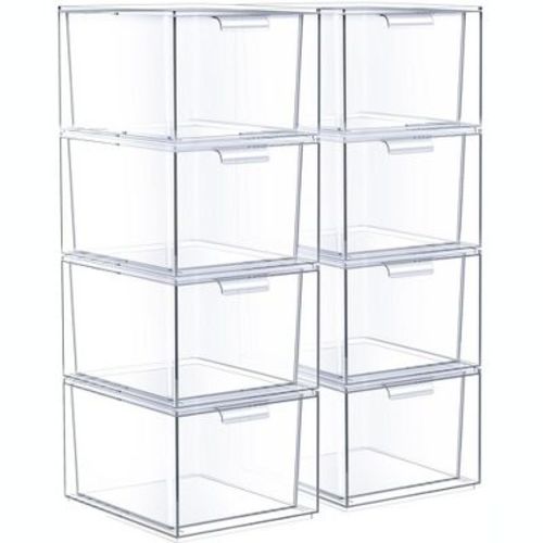 Sorbus 8 Pack Stackable Acrylic Drawers - Versatile, Space-saving Storage Solution For Home, Kitchen, And Bathroom