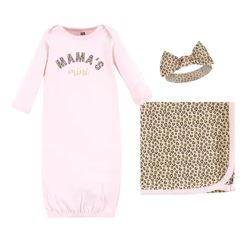 Hudson Baby Unisex Baby Gown, Swaddle Blanket and Cap or Headband, 0-6 Months