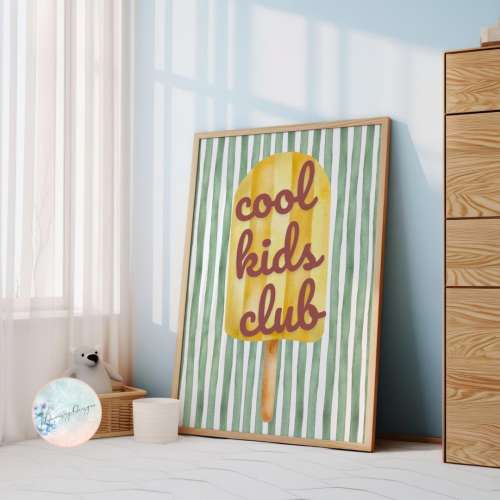 Cool Kids Club Ice Lolly Wall Art - Fun and Colourful Kids Room Decor
