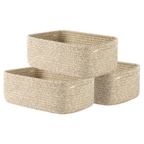 NAISHIER Small Woven Basket, 12 x 8 x 4.5 Inches, Storage Basket for Organizing, Small Rope Shelf Closet Cube Storage Bins Baskets