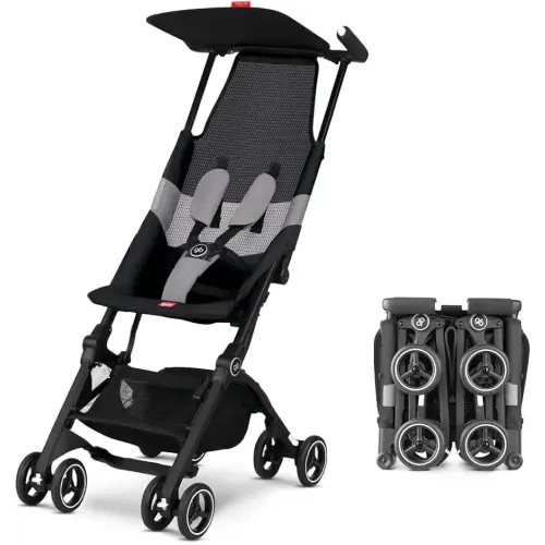 gb Pockit Air All Terrain Ultra Compact Lightweight Travel Stroller with Breathable Fabric in Velvet Black