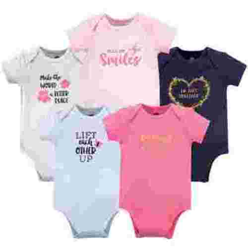 Hudson Baby Short Sleeve Bodysuits, 5-Pack, Newborn- 24 Months