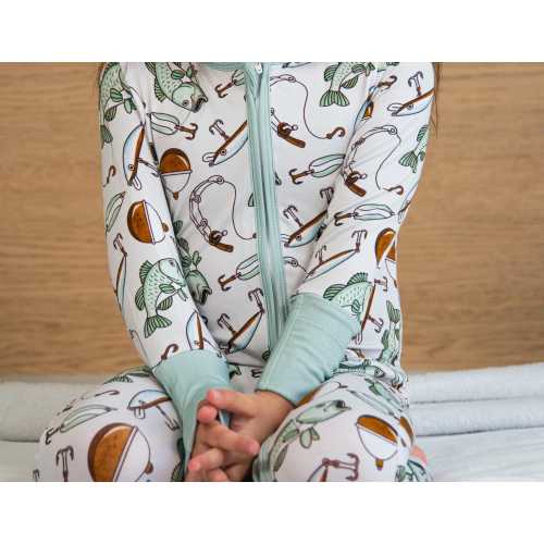 Gone Fishing Bamboo Pajamas Animal Bamboo Baby Sleepers Bamboo Fishing Zippy