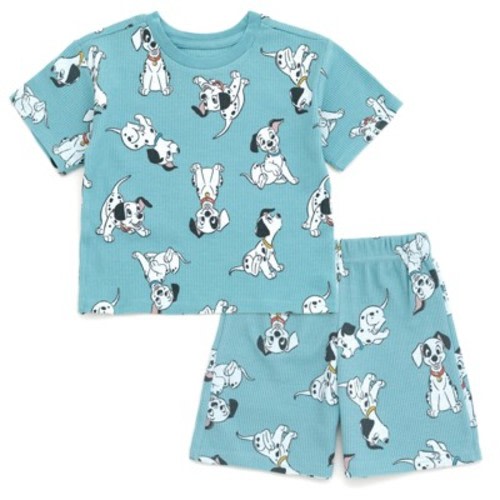 Disney 101 Dalmatians Infant Baby Boys Waffle Knit T-Shirt and Shorts Outfit Set 101 Dalmatians / Pale Teal 12 Months