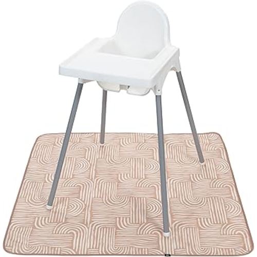 S&T INC. Baby Splat Mat for Under High Chair, Water Resistant Floor Mat, 42 Inches by 42 Inches, Tan Arches