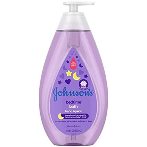 Johnson's Bedtime Baby Bath with Soothing NaturalCalm Aromas, Hypoallergenic & Tear-Free Liquid Baby Bath Formula, No Parabens, Sulfates, Dyes, or Phthalates, 27.1 fl. oz