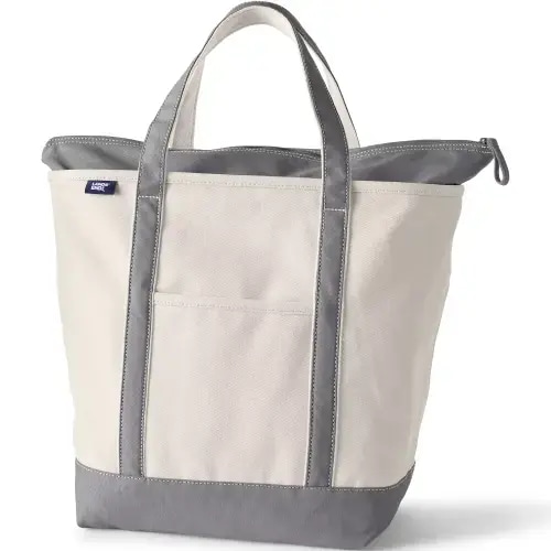 Large 5 Pocket Zip Top Canvas Tote Bag | Lands' End