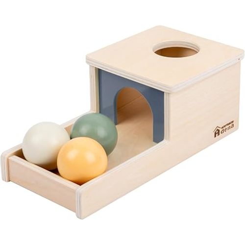 Adena Montessori Object Permanence Box with Tray Three Wooden Balls Montessori Toys for 6-12 Months Baby - New Style