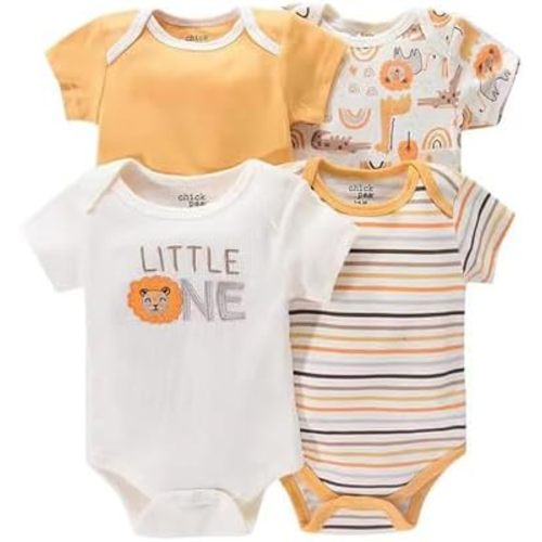 Newborn Girl Short Sleeve Bodysuit Baby Boy Clothes Unisex One-Piece Baby Clothes 4-Pack