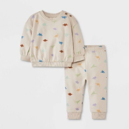Baby Graphic Fleece Sweatshirt & Jogger Pants - Cat & Jack™, Color: Cream, Size: 6-9M
