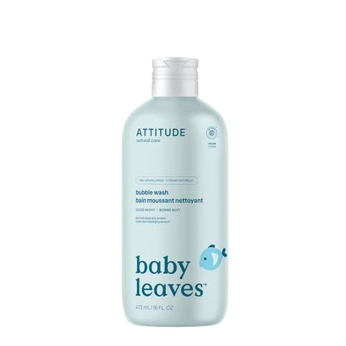 ATTITUDE Bubble Body Wash for Baby, EWG Verified, Dermatologically Tested, Plant and Mineral-Based, Vegan, Good Night, 16 Fl Oz