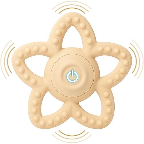 Mity rain Baby Teething Toys with Vibration, 3 Speed Modes, Waterproof & Easy Clean Silicone Teether for Infant Gum Relief, Autism Sensory Chew Toys for Kids