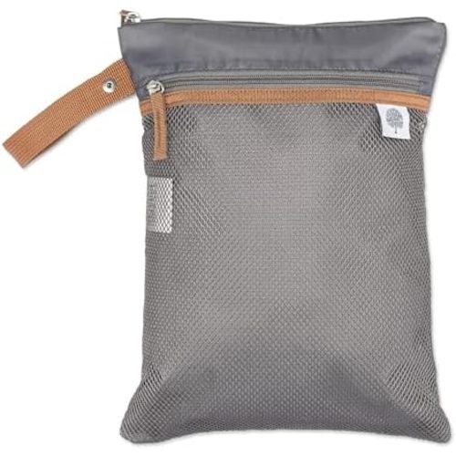 Parker Baby Cloth Diaper Wet Dry Bag - Waterproof Reusable Bag with Mesh Organizer and Zippered Pocket | Stylish, Machine-Washable, Convenient Handle for Diapers, Wet Clothes, Swimsuits - Gray