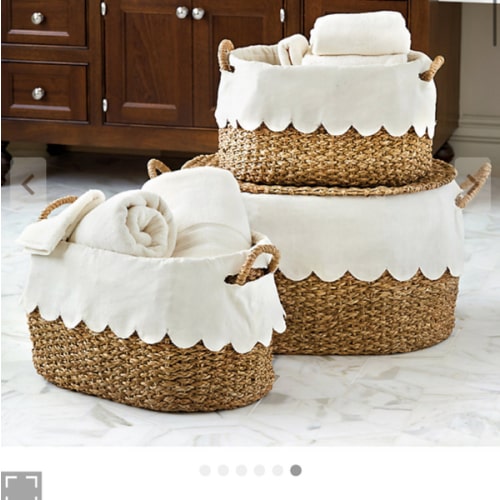 Bunny Williams Nesting Baskets with Scalloped Liner - Set of 3 | Ballard Designs