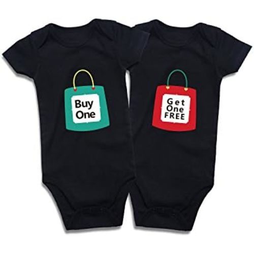 DEFAHN Funny Twins Baby Bodysuits Boys Girls Rompers 2 Pack Twin Matching Clothes Outfits for Newborn Infant