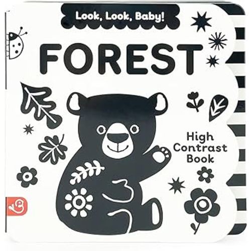 Look, Look, Baby! Forest: Black and White High Contrast Tummy Time Book for Newborns
