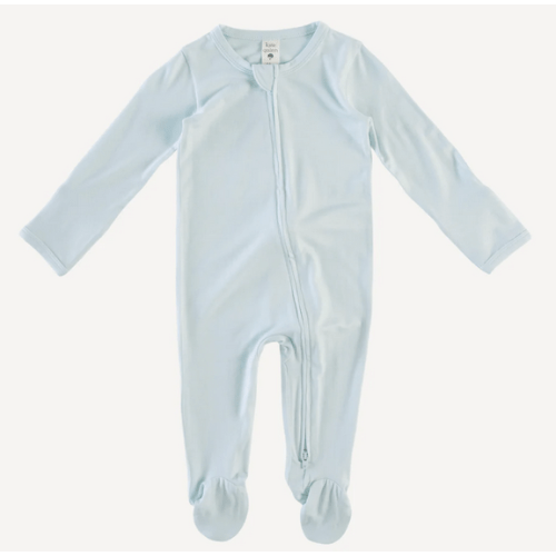 long sleeve two way zipper footie | sea mist | bamboo