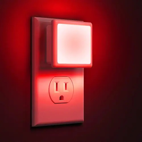 L LOHAS LED Red Night Lights Plug into Wall 2-Pack, 0.3W Plug in Night Light, Dusk to Dawn, Bright Nightlight Auto-On/Off, for Adults Kids Room Bedroom Bathroom Hallway Kitchen, Non-Dim