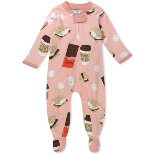 HonestBaby Baby Girls' Sleep and Play Footed Pajamas One-Piece Sleeper Jumpsuit Zip-front Pjs Organic Cotton
